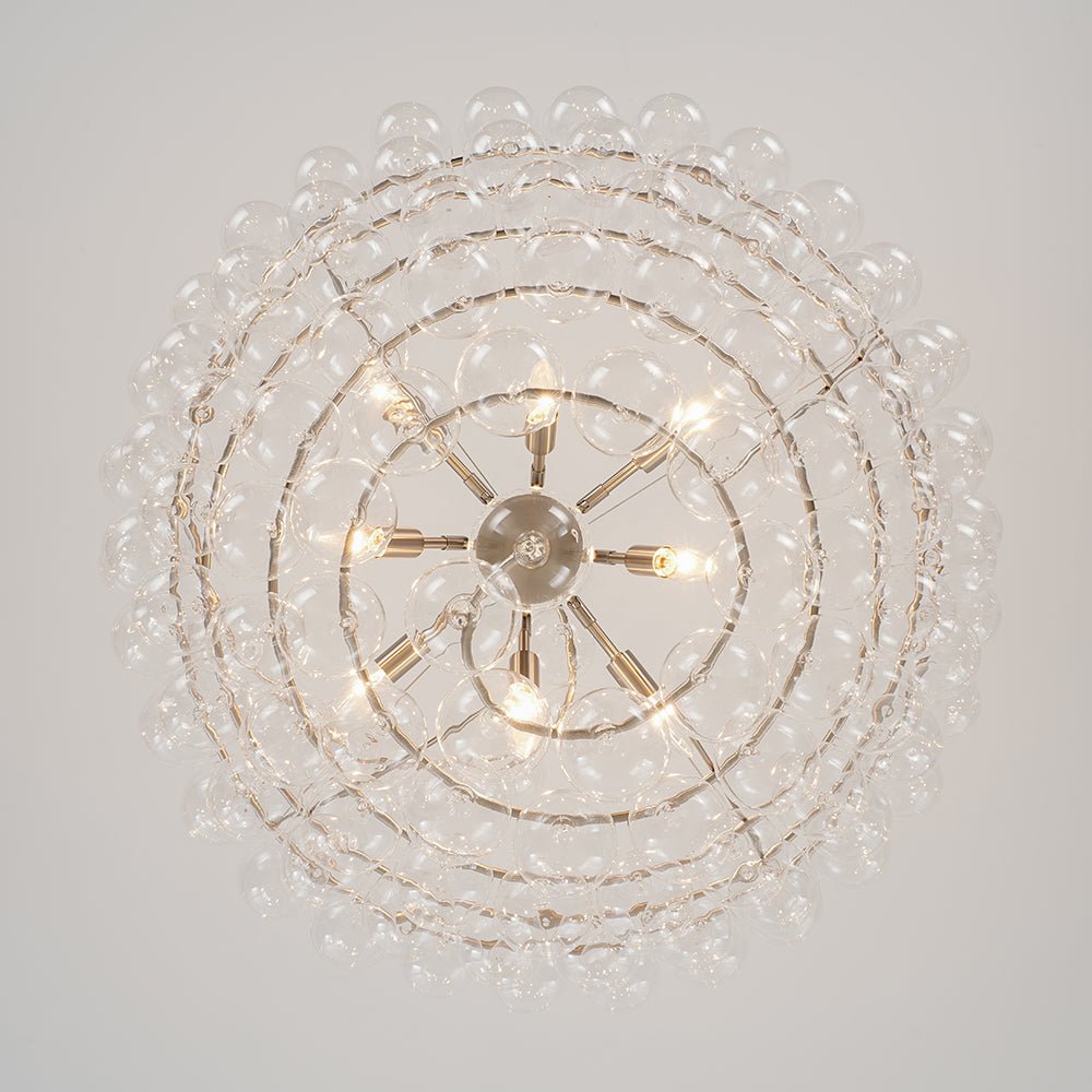 Qvistuvyx Oversized Spiral Tiered Clear Glass Chandelier - Lamp Copper