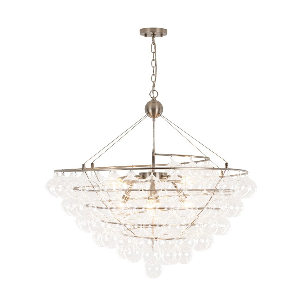 Qvistuvyx Oversized Spiral Tiered Clear Glass Chandelier - Lamp Copper