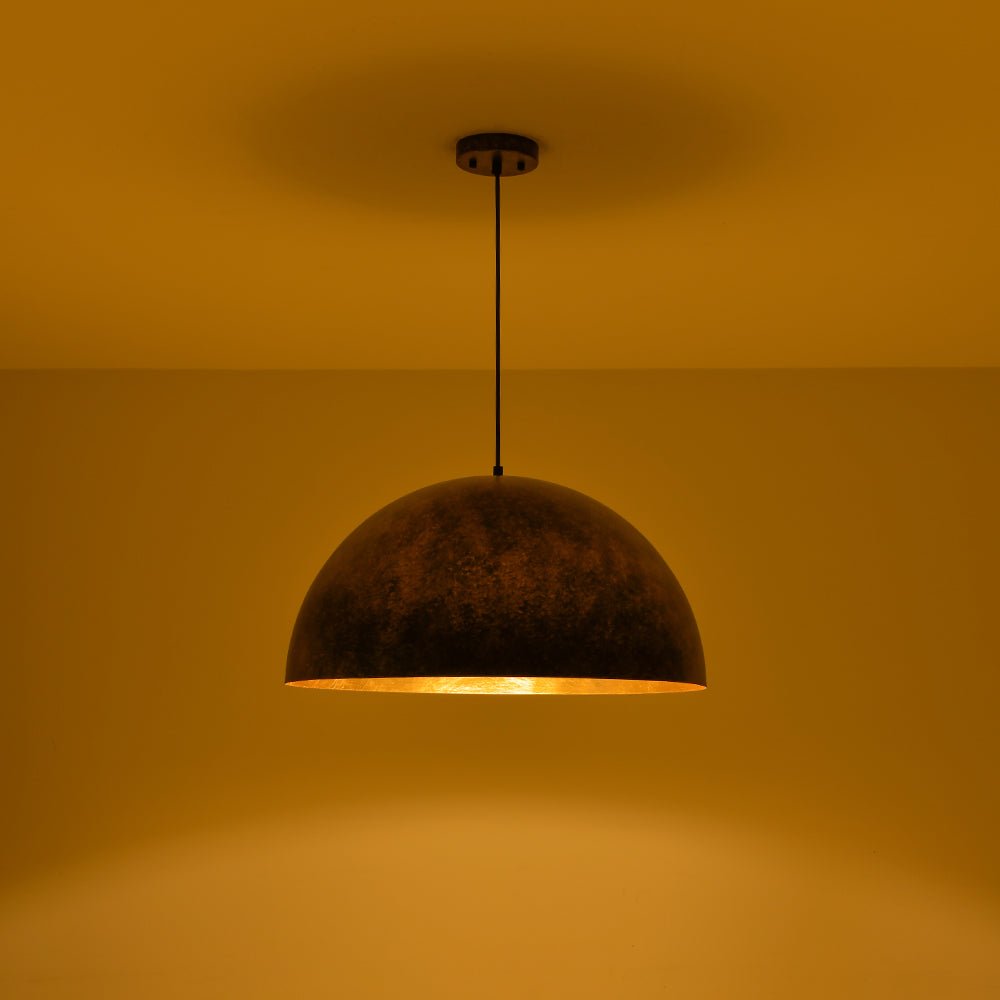 Gloruvux Oversized Antique Dark Rust Metal Pendant Light