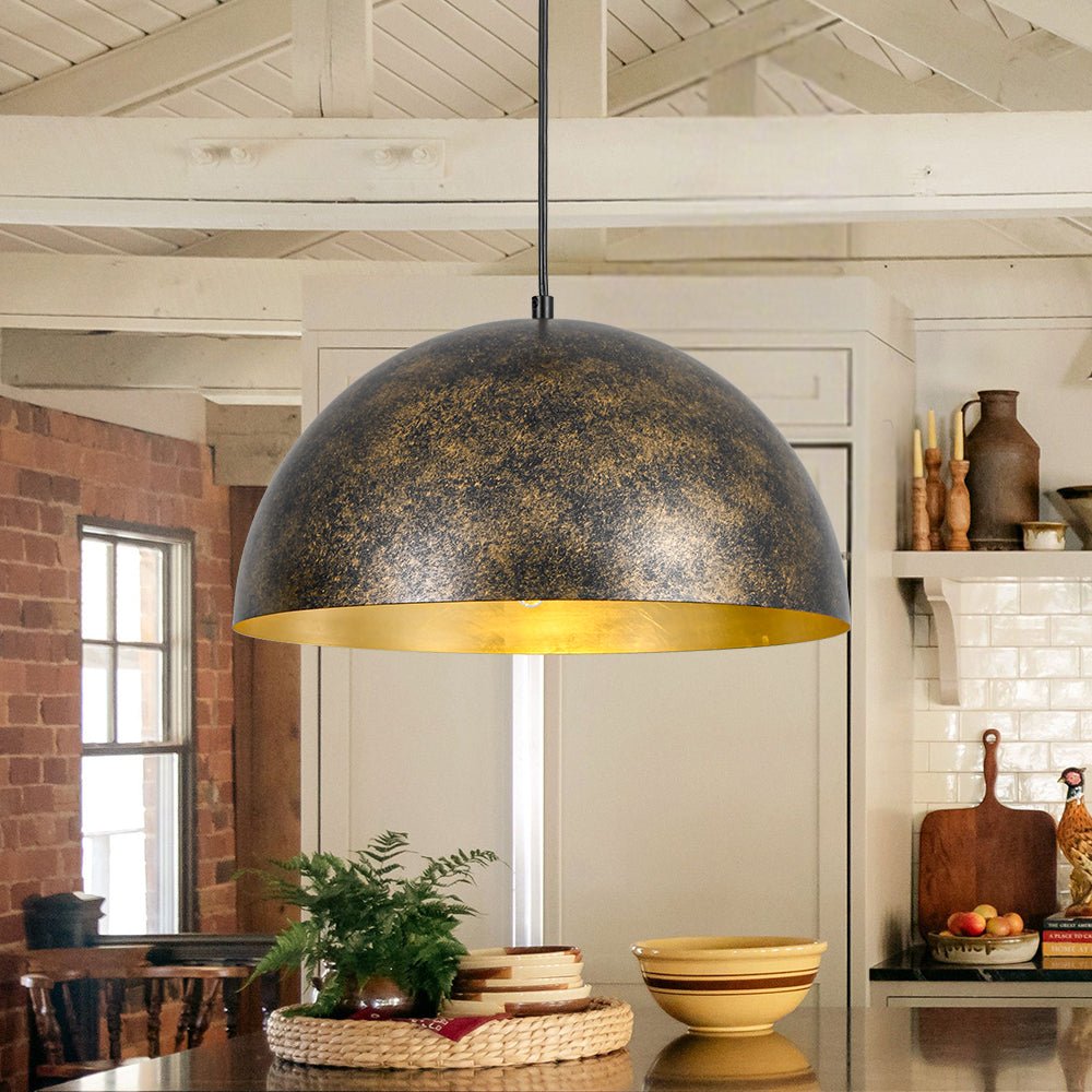 Gloruvux Oversized Antique Dark Rust Metal Pendant Light