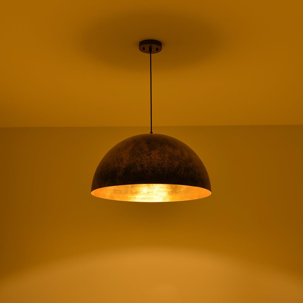 Gloruvux Oversized Antique Dark Rust Metal Pendant Light