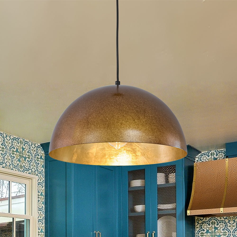 Gloruvux Oversized Antique Dark Rust Metal Pendant Light