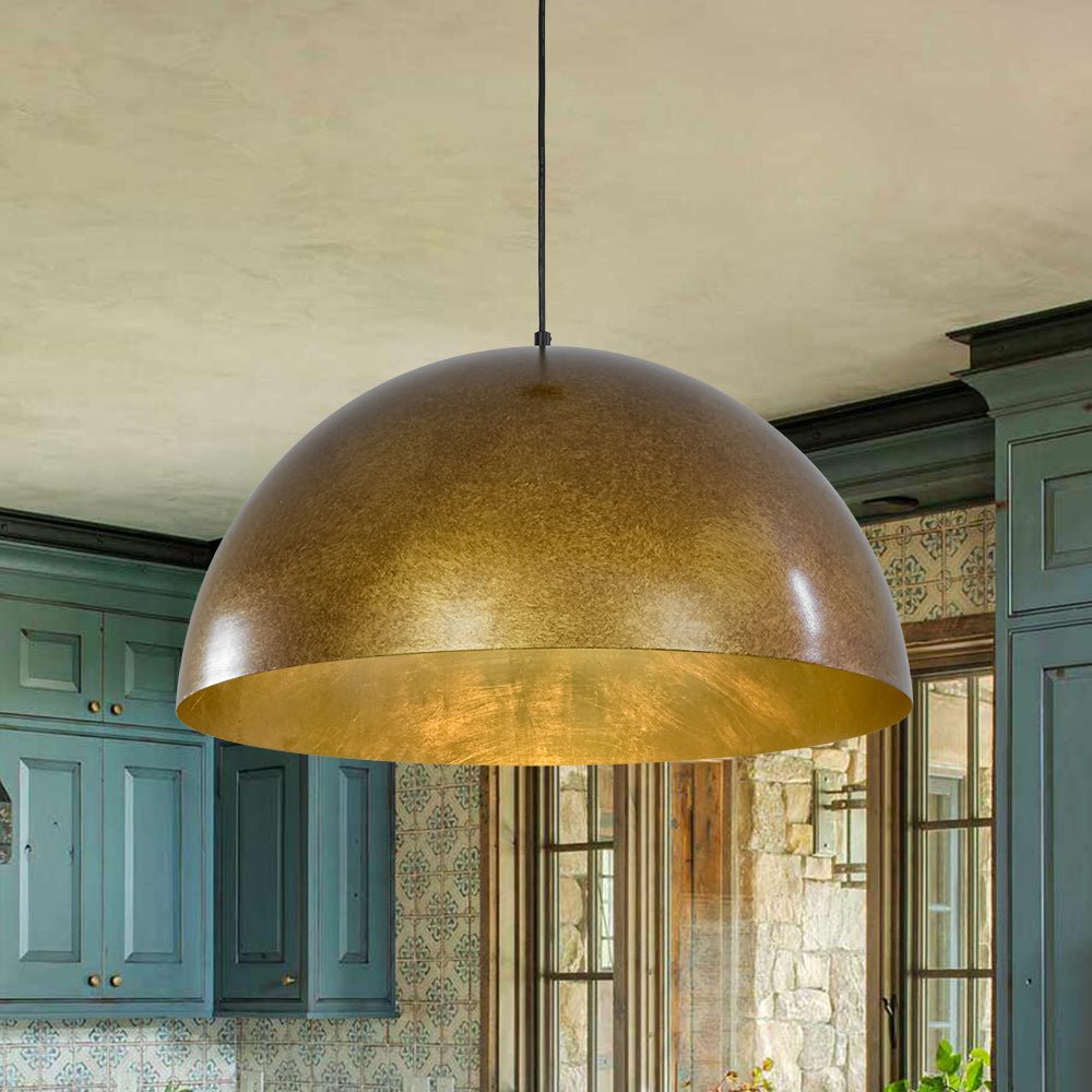 Gloruvux Oversized Antique Dark Rust Metal Pendant Light