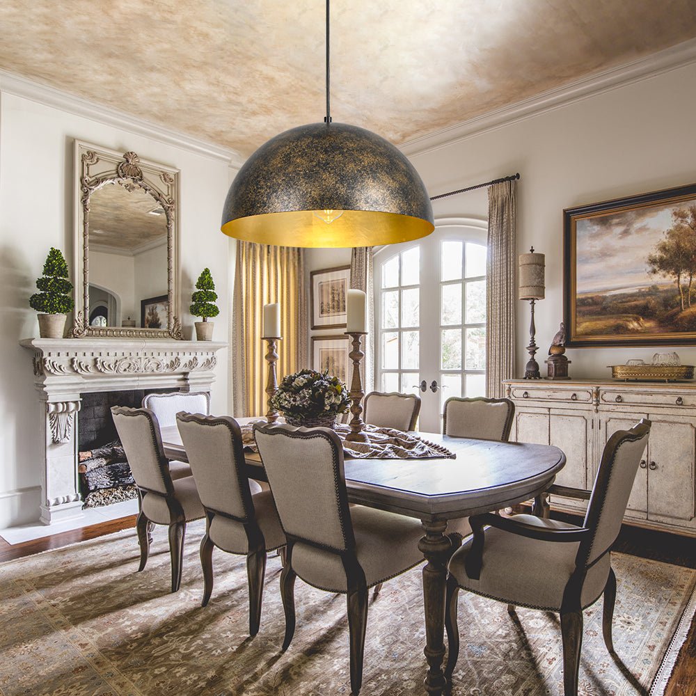 Gloruvux Oversized Antique Dark Rust Metal Pendant Light