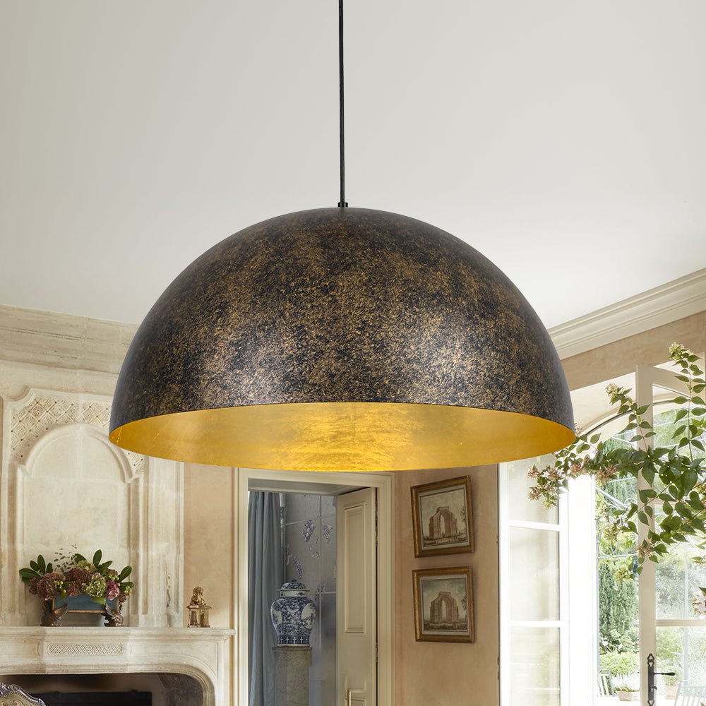 Gloruvux Oversized Antique Dark Rust Metal Pendant Light