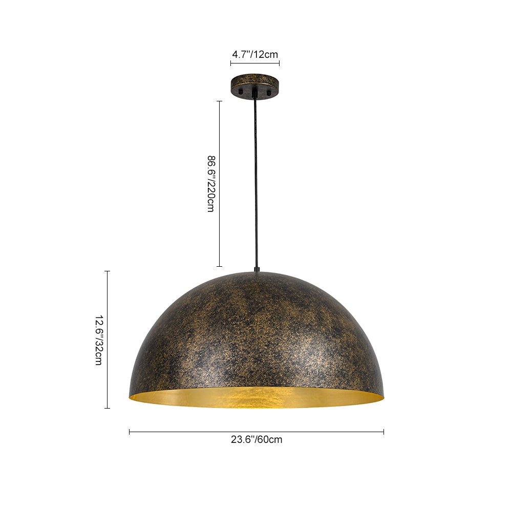 Gloruvux Oversized Antique Dark Rust Metal Pendant Light