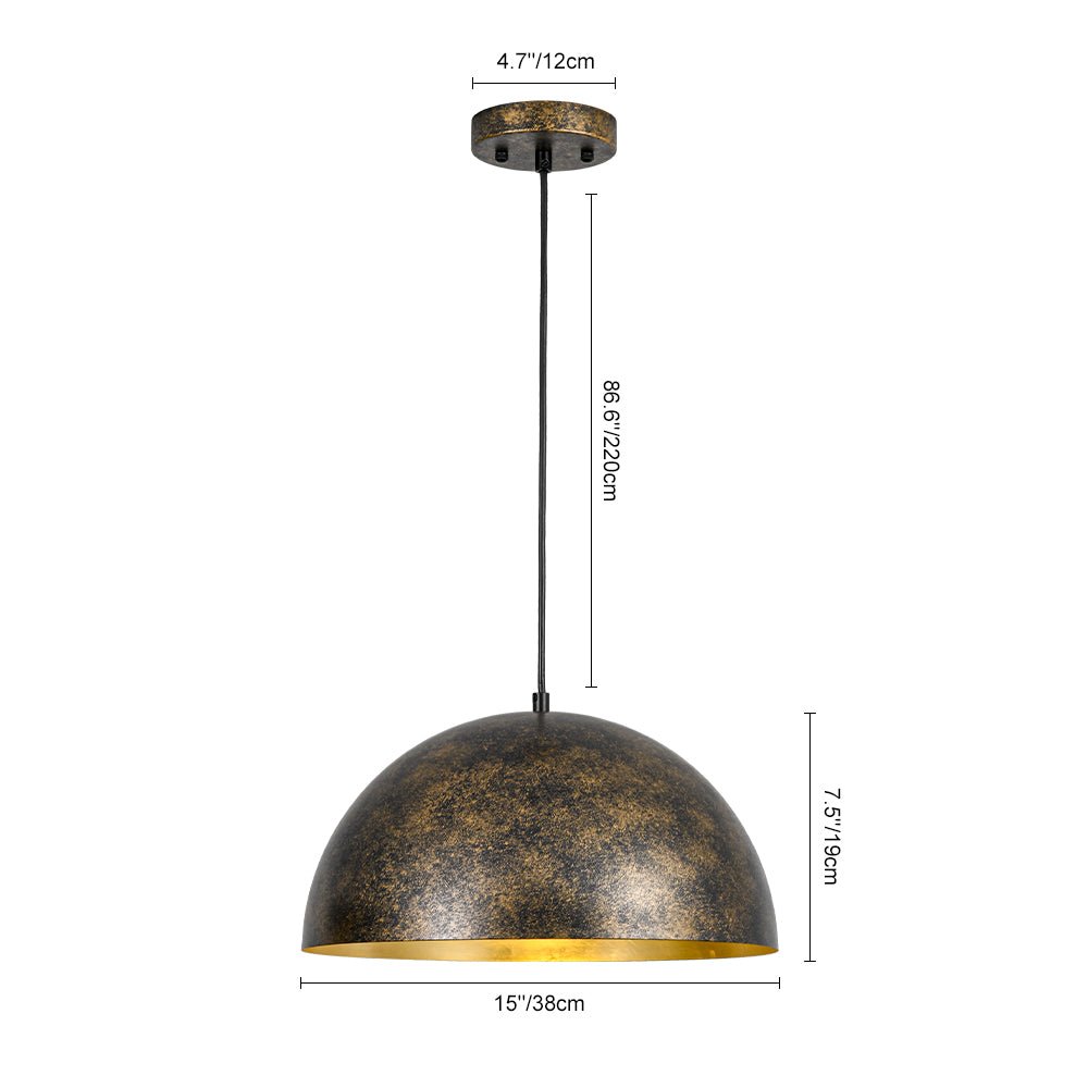 Gloruvux Oversized Antique Dark Rust Metal Pendant Light