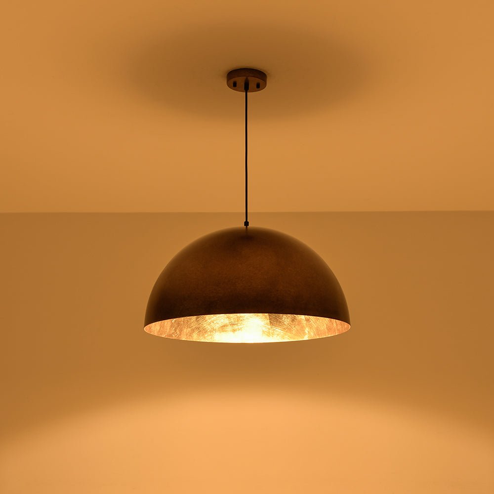 Gloruvux Oversized Antique Dark Rust Metal Pendant Light