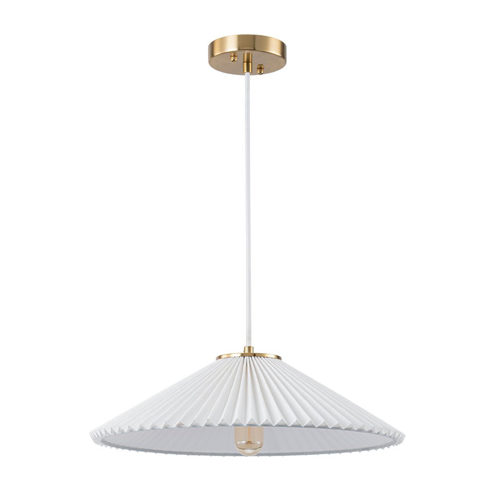 Sifuvyx Oversized Pleated Shallow White Linen Metal Pendant Light