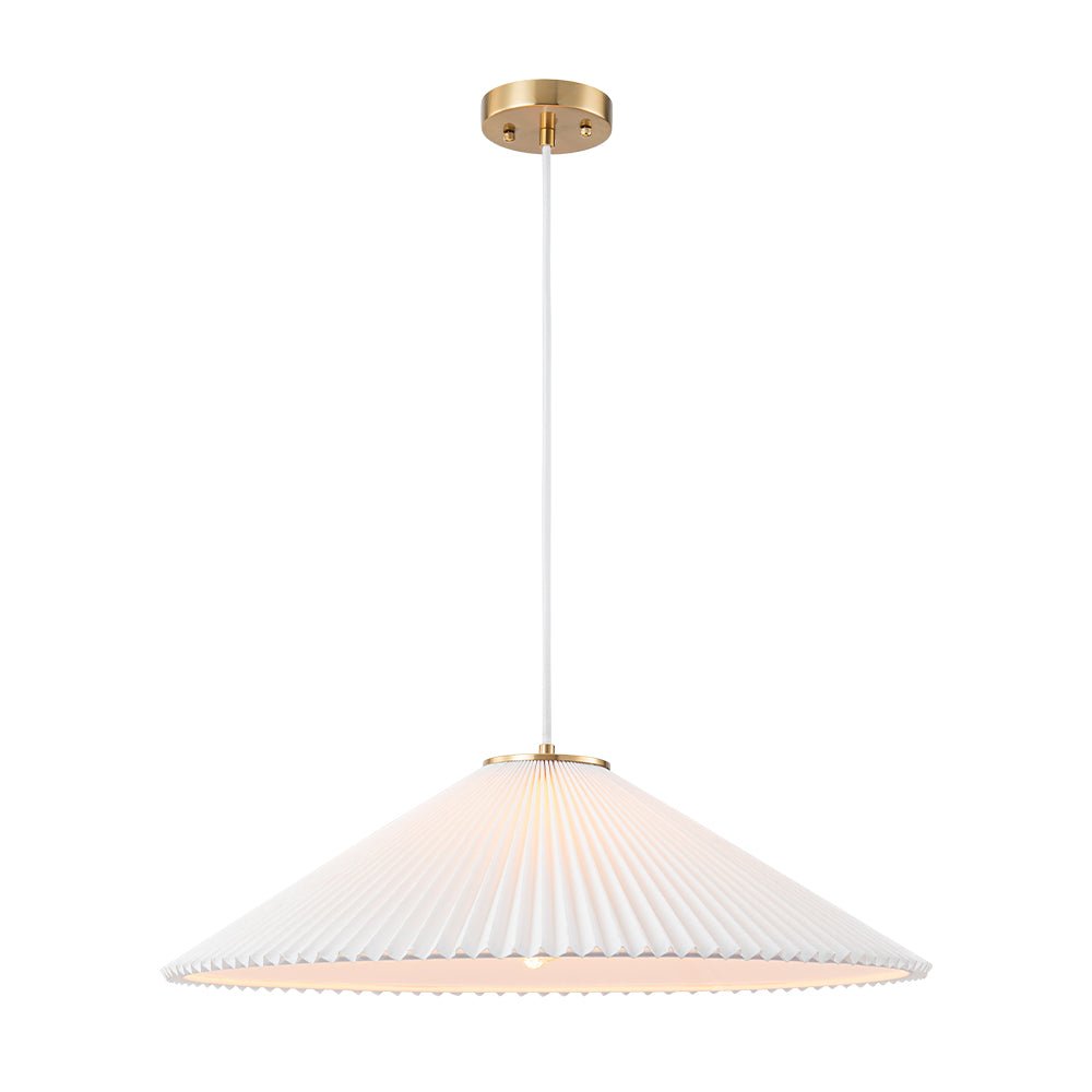 Sifuvyx Oversized Pleated Shallow White Linen Metal Pendant Light