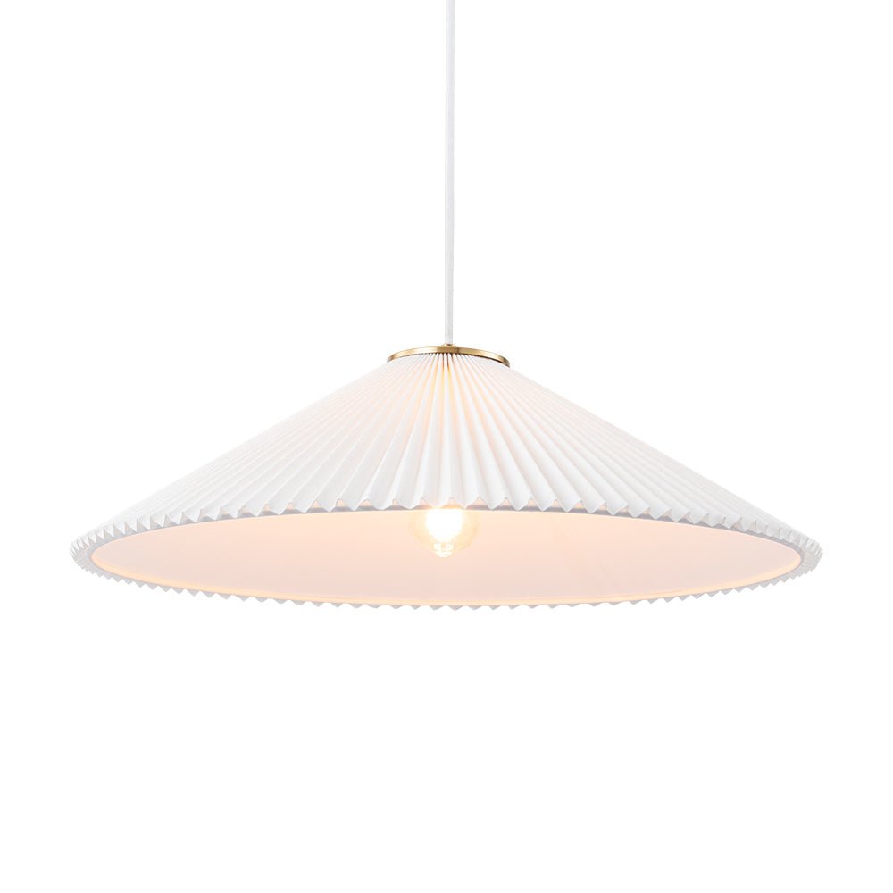 Sifuvyx Oversized Pleated Shallow White Linen Metal Pendant Light