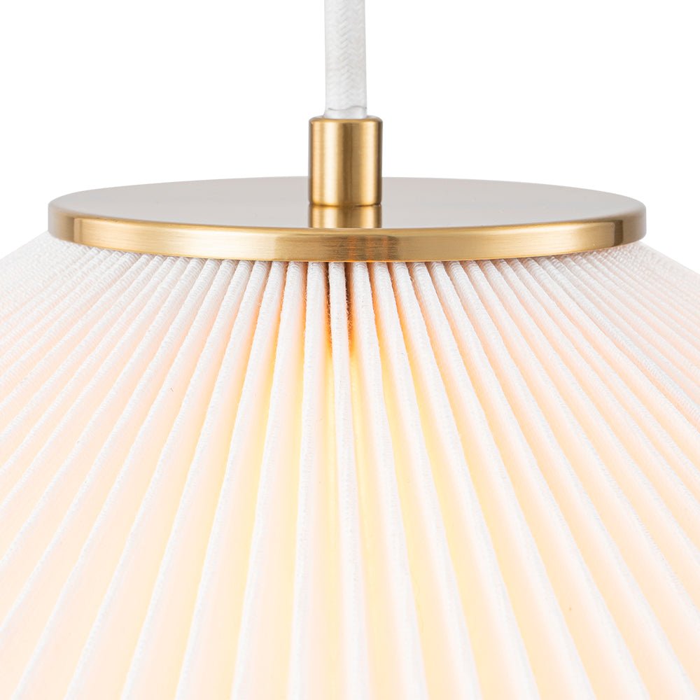 Sifuvyx Oversized Pleated Shallow White Linen Metal Pendant Light