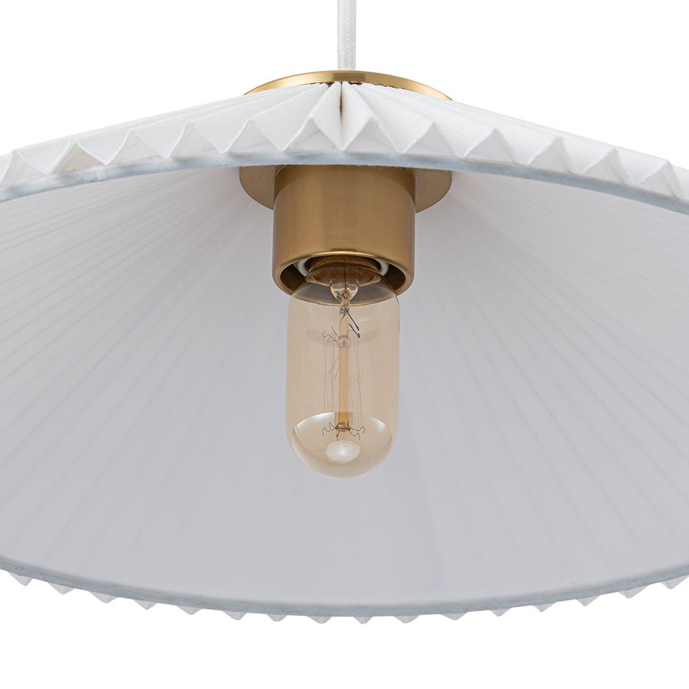 Sifuvyx Oversized Pleated Shallow White Linen Metal Pendant Light