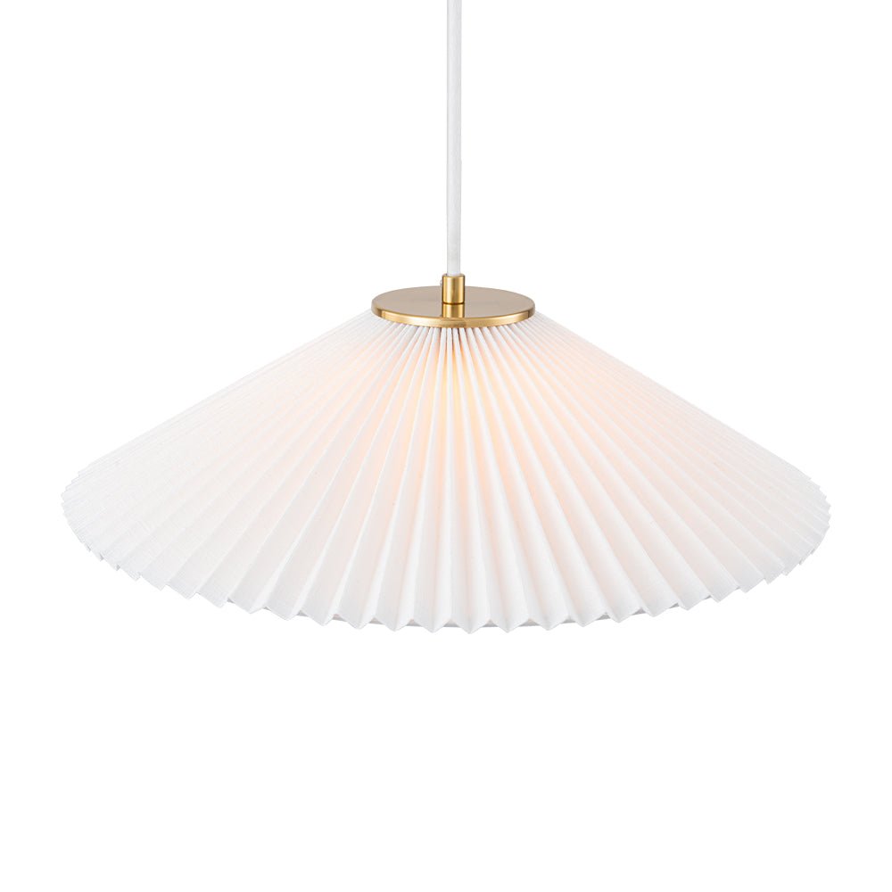 Sifuvyx Oversized Pleated Shallow White Linen Metal Pendant Light
