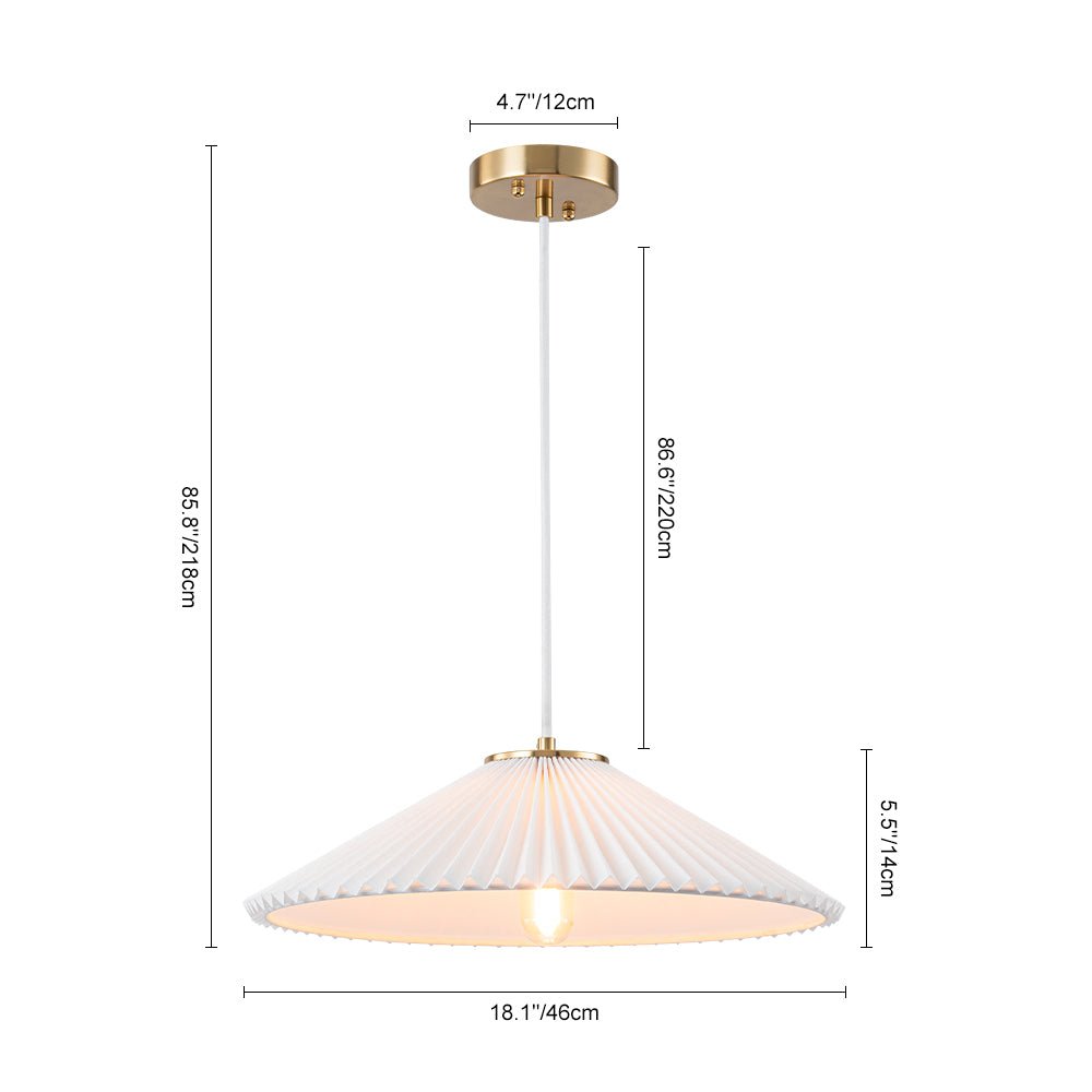 Sifuvyx Oversized Pleated Shallow White Linen Metal Pendant Light