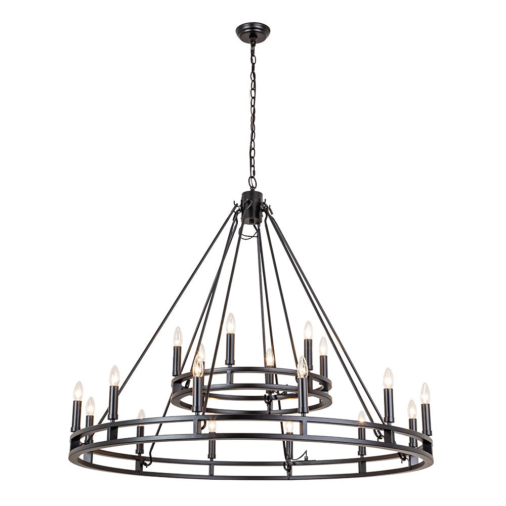 Vatnunix Vintage Black Candle Style Metal Chandelier