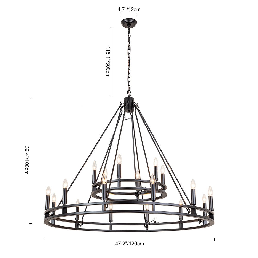 Vatnunix Vintage Black Candle Style Metal Chandelier