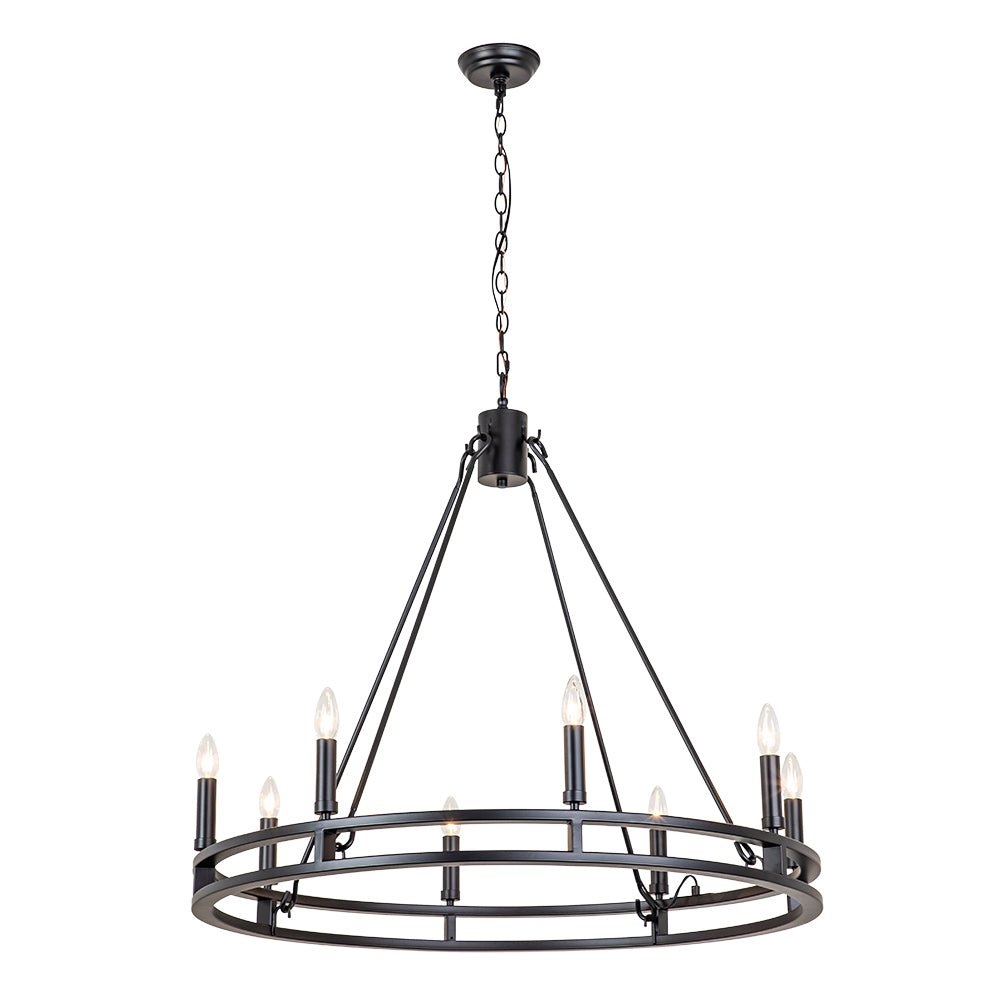 Vatnunix Vintage Black Candle Style Metal Chandelier
