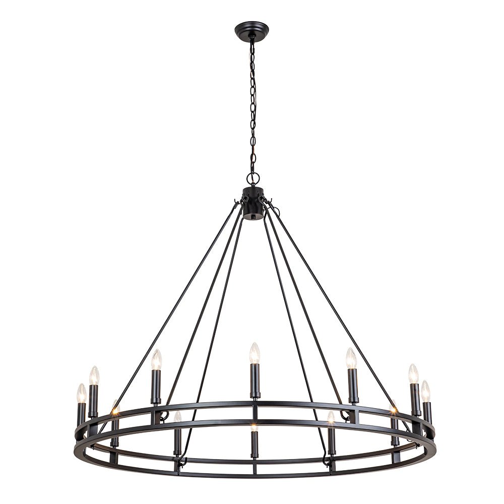 Vatnunix Vintage Black Candle Style Metal Chandelier