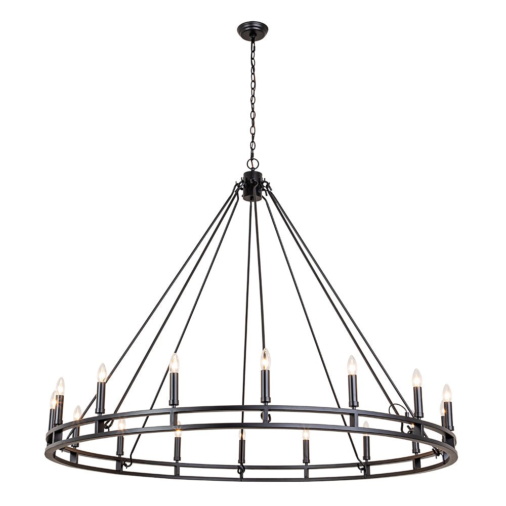 Vatnunix Vintage Black Candle Style Metal Chandelier