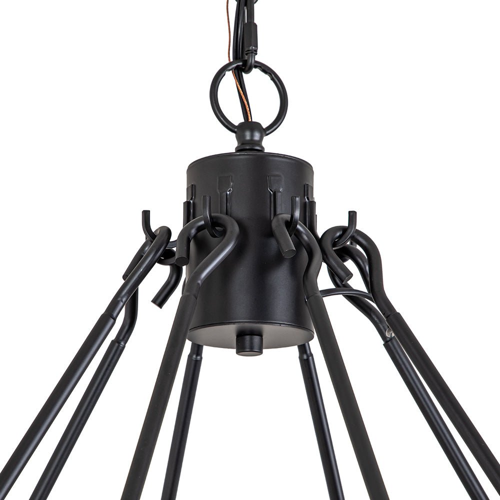Vatnunix Vintage Black Candle Style Metal Chandelier