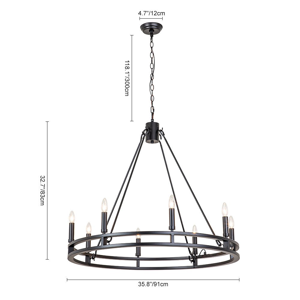 Vatnunix Vintage Black Candle Style Metal Chandelier