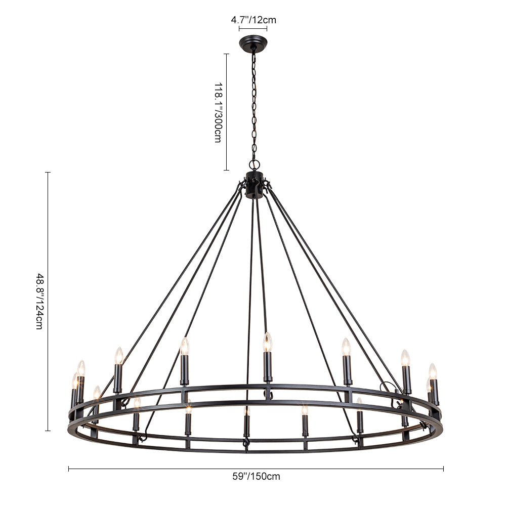 Vatnunix Vintage Black Candle Style Metal Chandelier