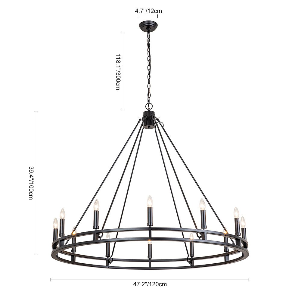 Vatnunix Vintage Black Candle Style Metal Chandelier