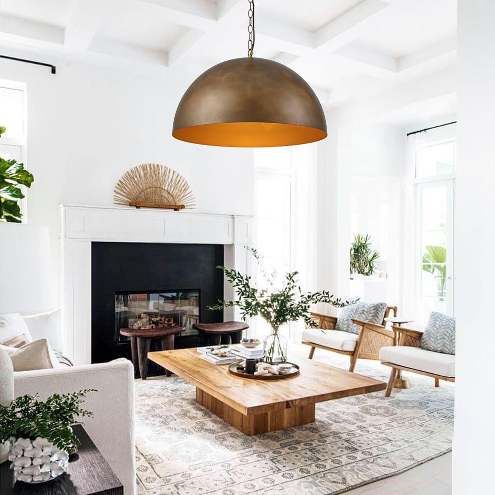 Yrvari Oversized Vintage Bronze Metal Pendant Light