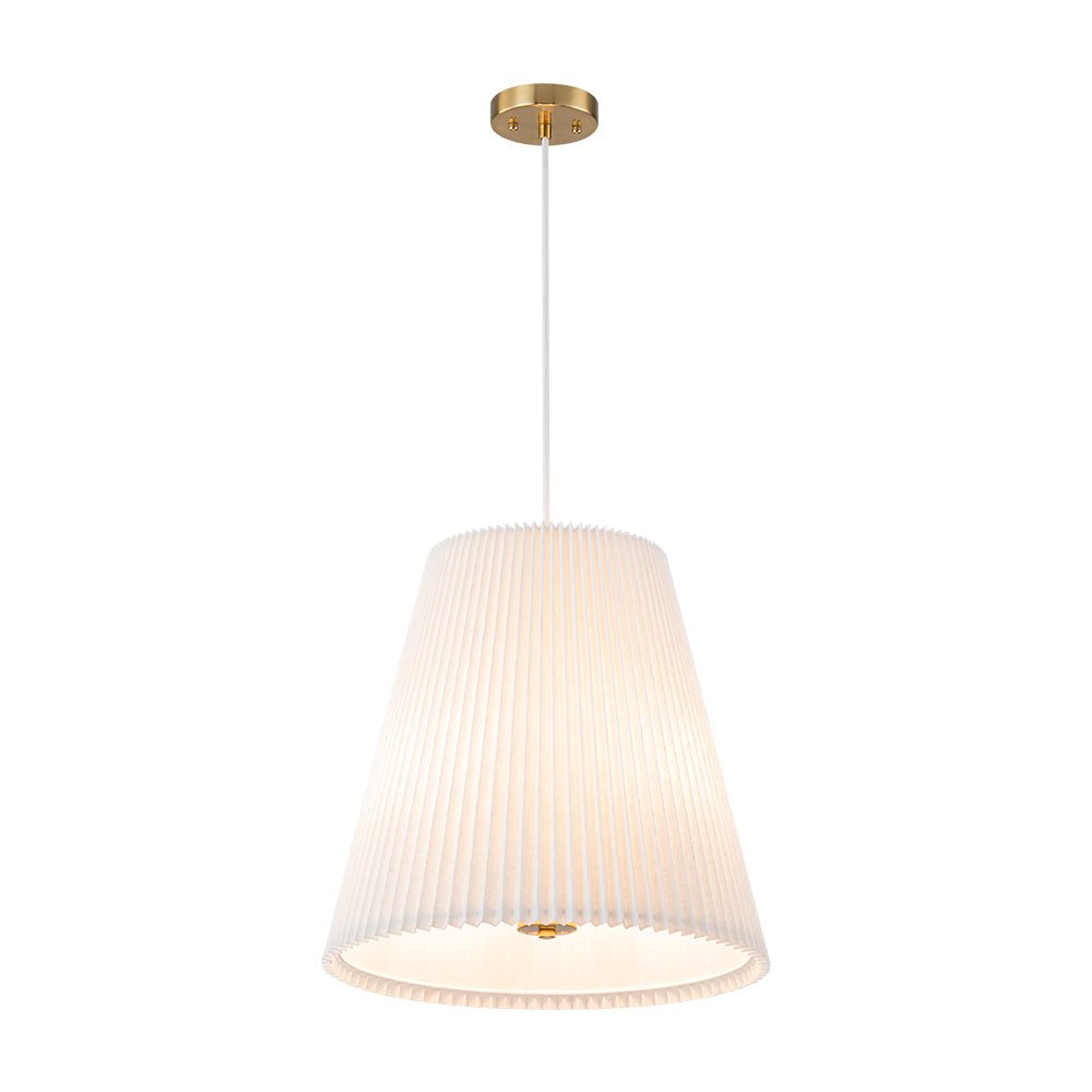 Qvistuvyr Pleated Linen Conical Drum White Metal Pendant Light