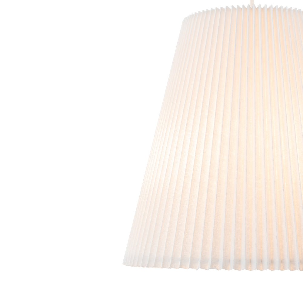 Qvistuvyr Pleated Linen Conical Drum White Metal Pendant Light