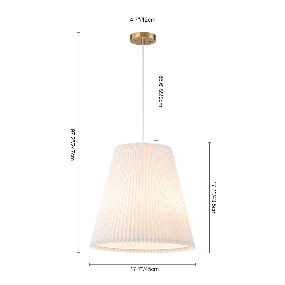 Qvistuvyr Pleated Linen Conical Drum White Metal Pendant Light