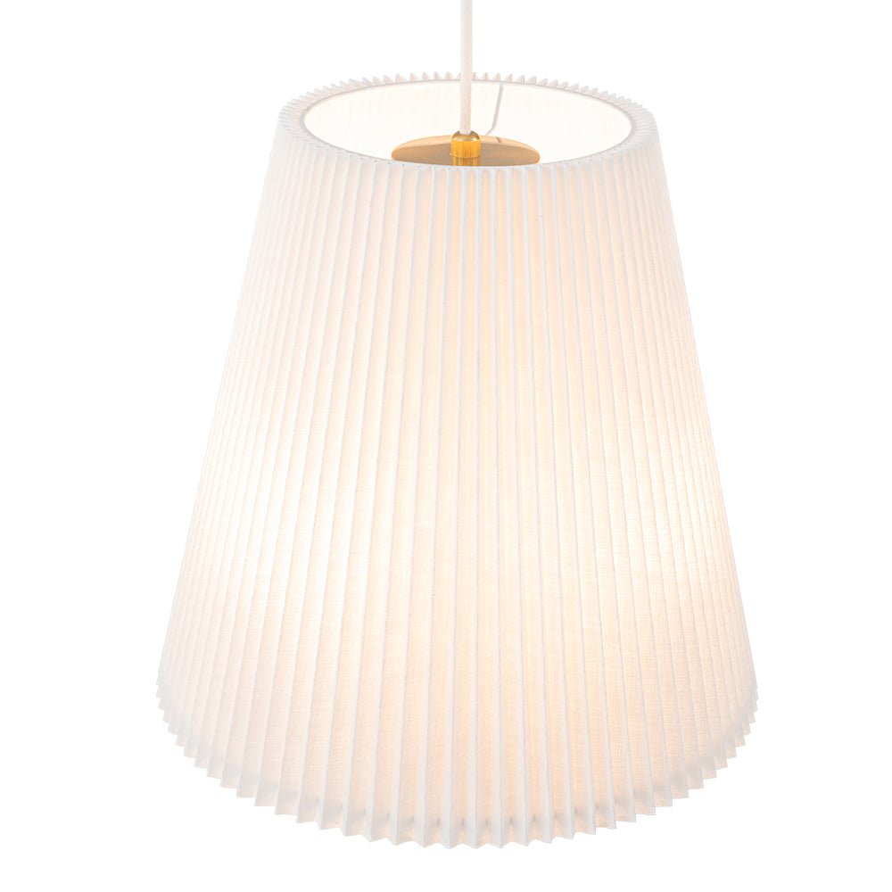Qvistuvyr Pleated Linen Conical Drum White Metal Pendant Light