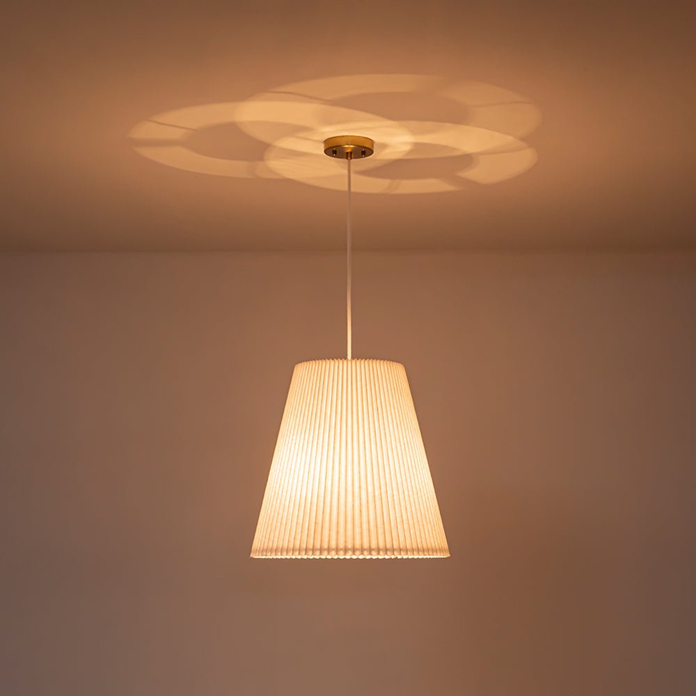 Qvistuvyr Pleated Linen Conical Drum White Metal Pendant Light
