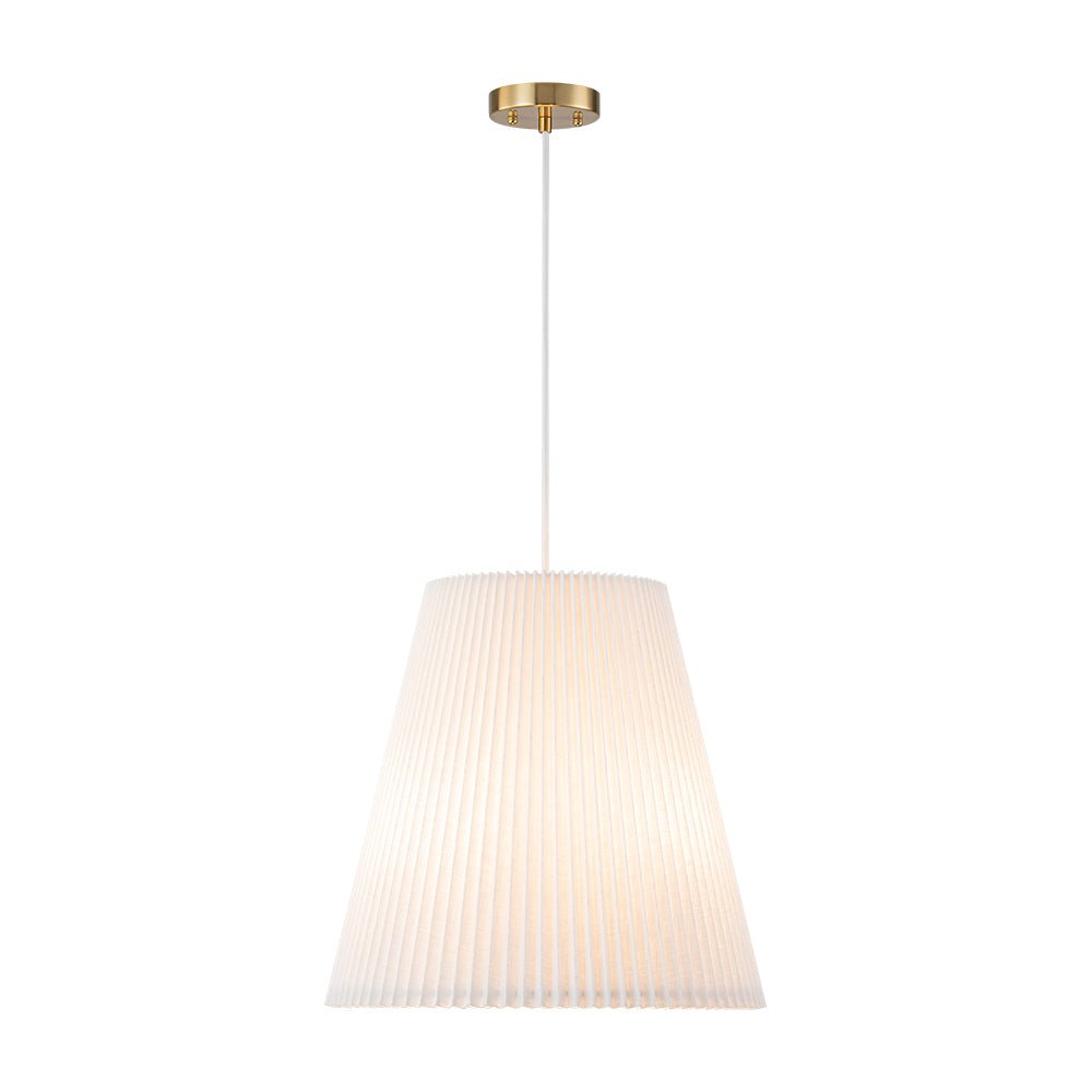 Qvistuvyr Pleated Linen Conical Drum White Metal Pendant Light