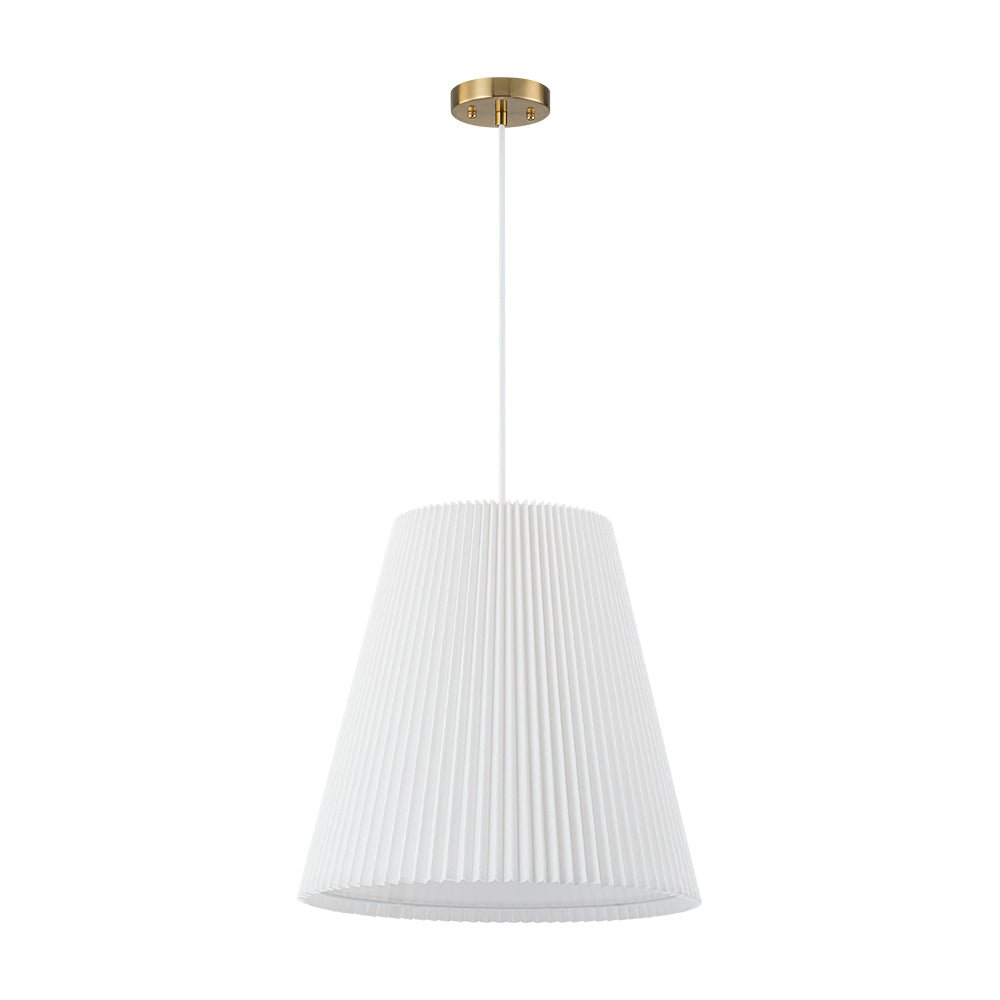 Qvistuvyr Pleated Linen Conical Drum White Metal Pendant Light