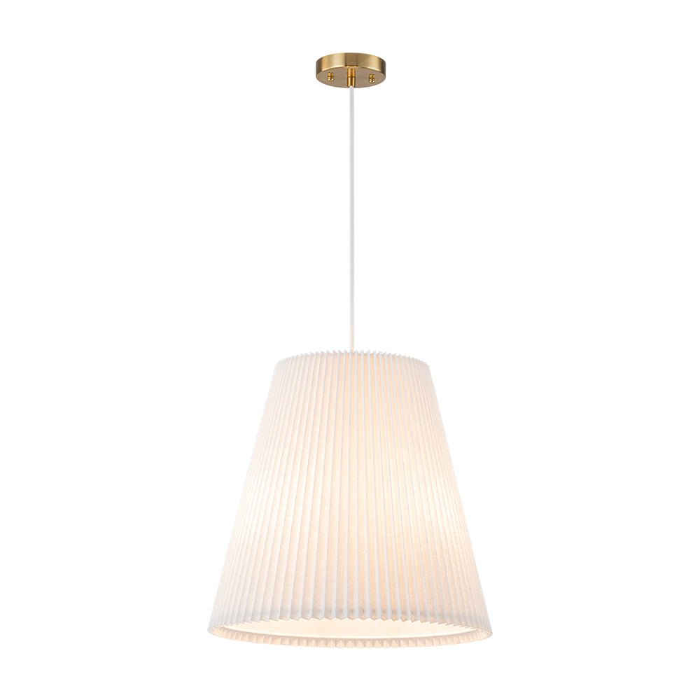 Qvistuvyr Pleated Linen Conical Drum White Metal Pendant Light