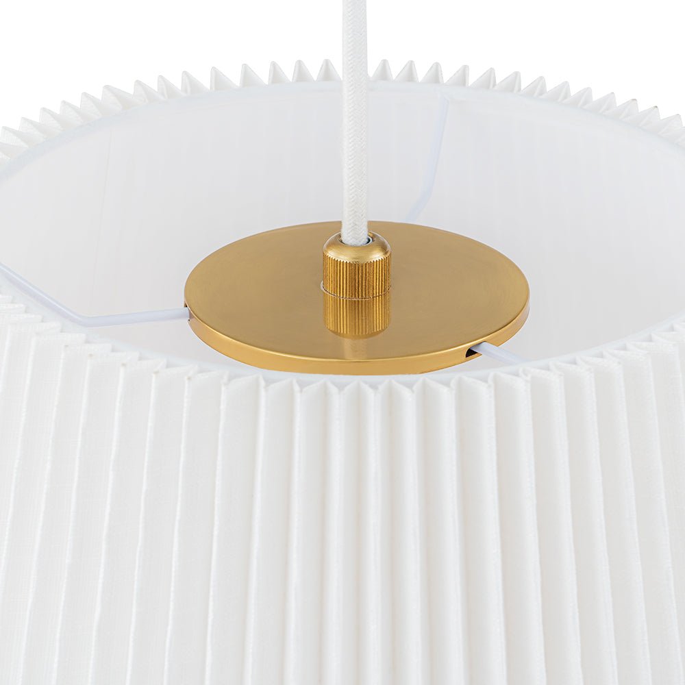 Qvistuvyr Pleated Linen Conical Drum White Metal Pendant Light