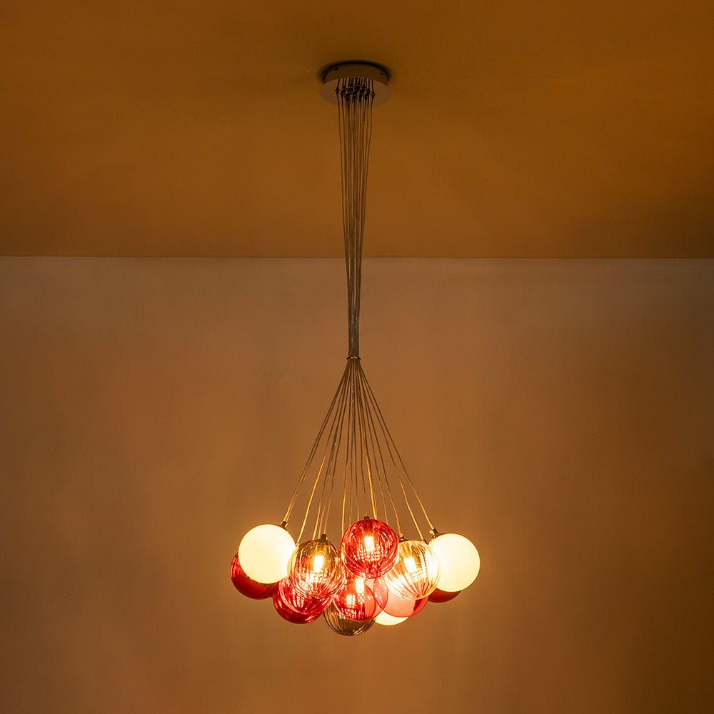 Ostruvyr Pop Art Orange Hue Cluster Globe Glass Chandelier - Lamp Copper