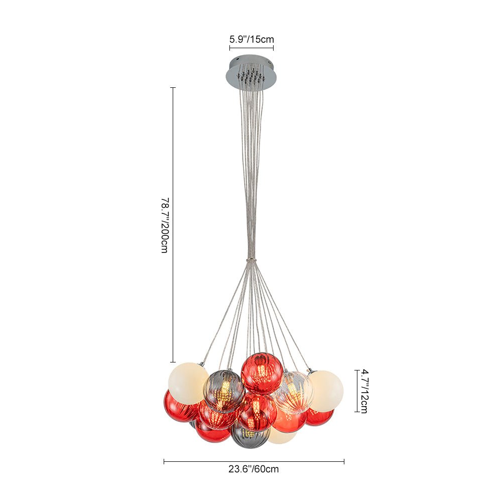 Ostruvyr Pop Art Orange Hue Cluster Globe Glass Chandelier - Lamp Copper