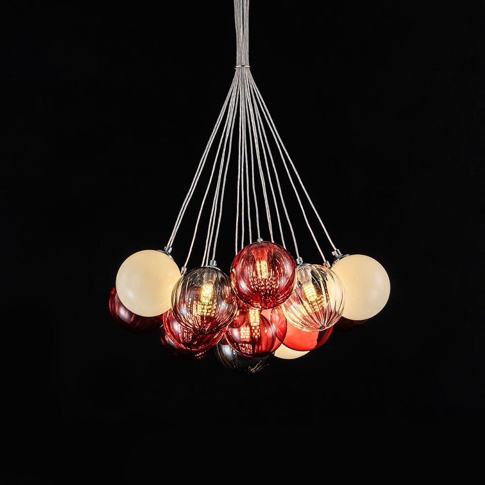 Ostruvyr Pop Art Orange Hue Cluster Globe Glass Chandelier - Lamp Copper