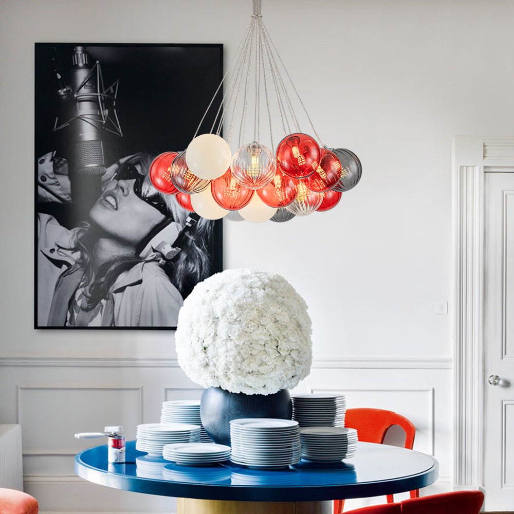 Ostruvyr Pop Art Orange Hue Cluster Globe Glass Chandelier - Lamp Copper