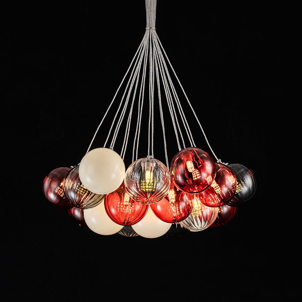 Ostruvyr Pop Art Orange Hue Cluster Globe Glass Chandelier - Lamp Copper