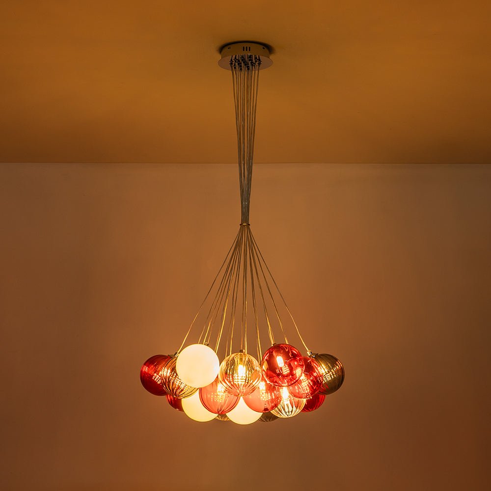 Ostruvyr Pop Art Orange Hue Cluster Globe Glass Chandelier - Lamp Copper
