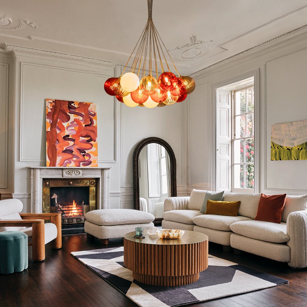Ostruvyr Pop Art Orange Hue Cluster Globe Glass Chandelier - Lamp Copper