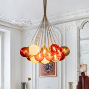 Ostruvyr Pop Art Orange Hue Cluster Globe Glass Chandelier - Lamp Copper