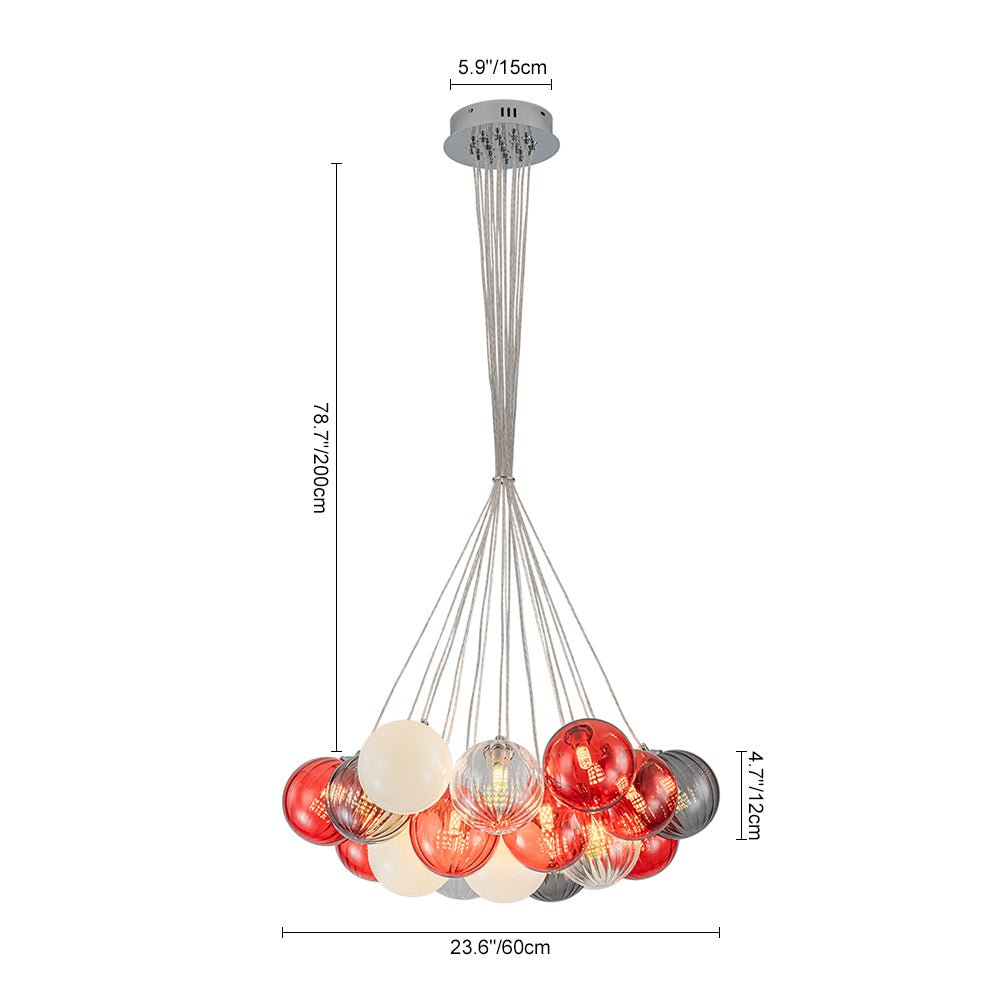 Ostruvyr Pop Art Orange Hue Cluster Globe Glass Chandelier - Lamp Copper