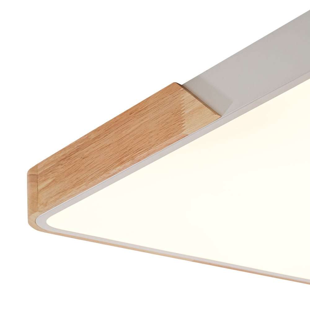 Raudunix Minimalist Rectangle Wood Flush Mount Ceiling Light