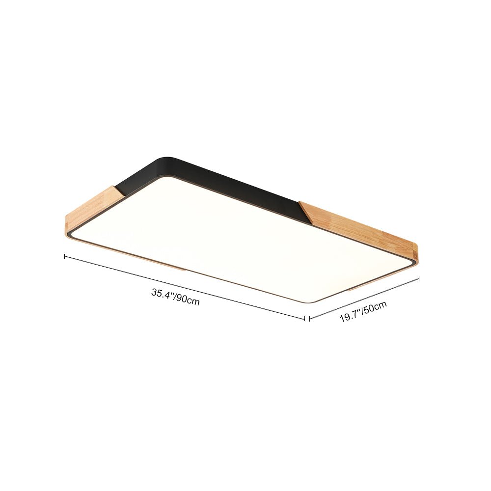 Raudunix Minimalist Rectangle Wood Flush Mount Ceiling Light