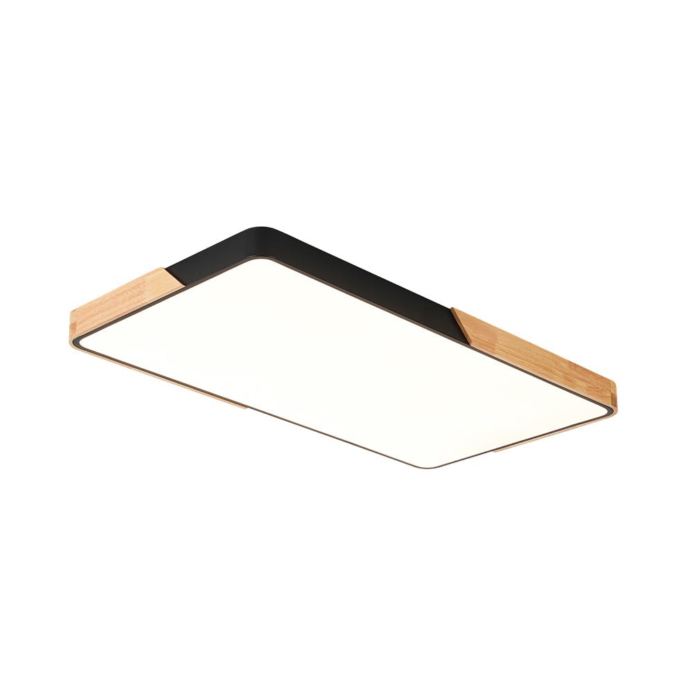 Raudunix Minimalist Rectangle Wood Flush Mount Ceiling Light